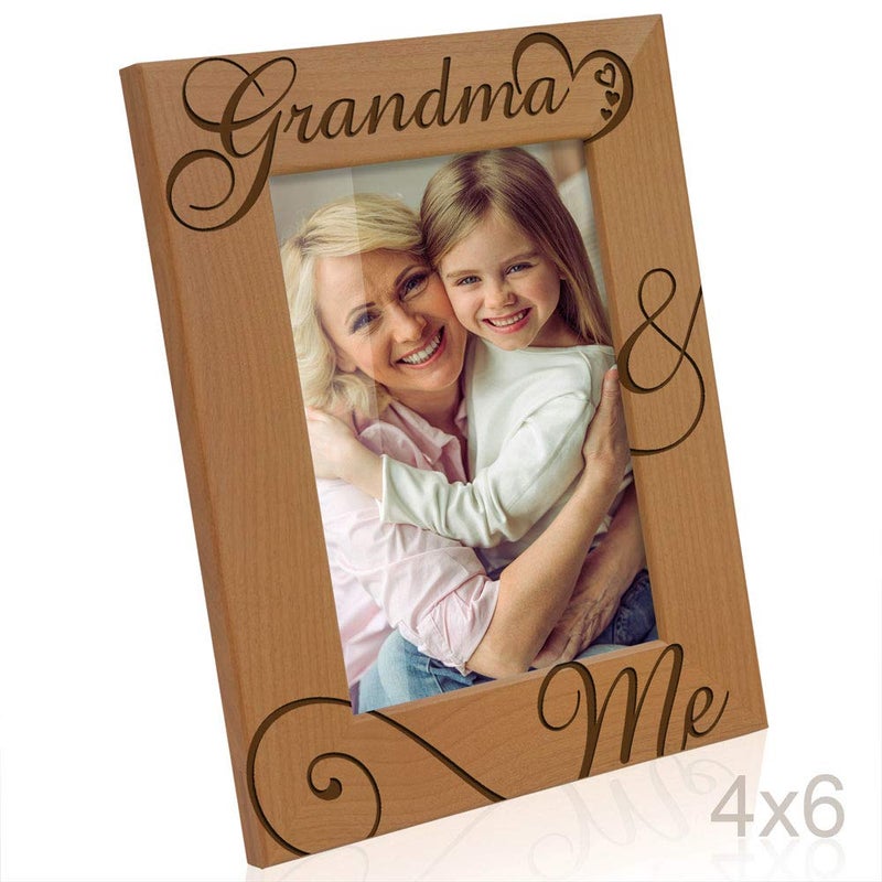 KATE POSH Grandma and Me Engraved Natural Wood Picture Frame, I Love You Grandma, Grandparent's Day, Best Grandma Ever, Grandmother Gifts, Grandma & Me, Mother's Day (4x6-Vertical) - Image 3